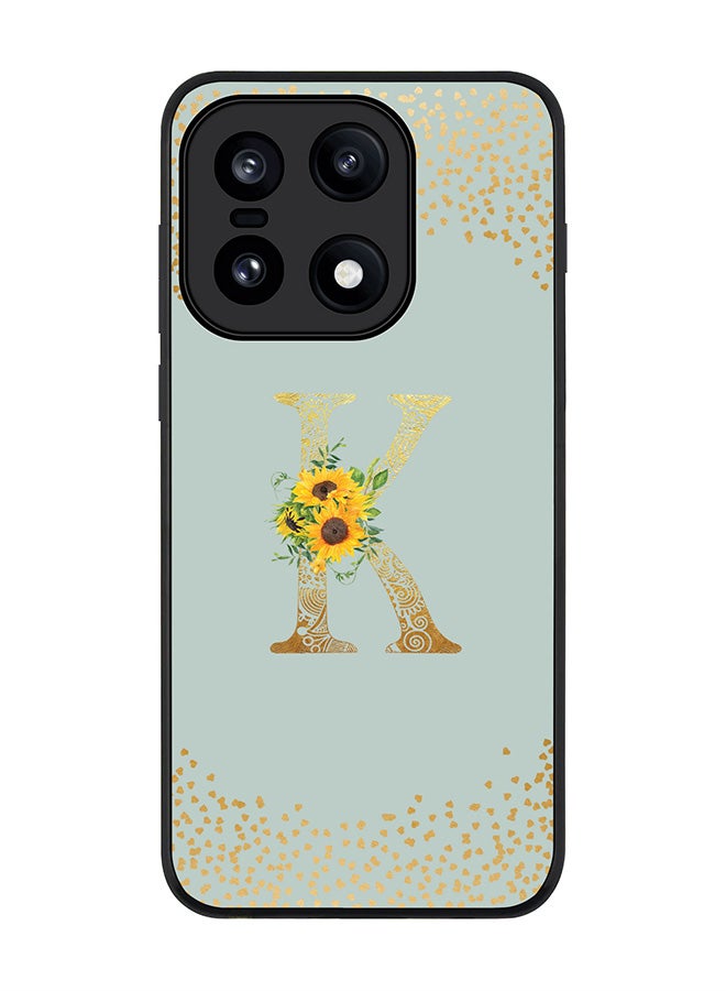 Stylizedd For OnePlus 15 Case,Slim fit Camera Protection, Shockproof Thin Phone cover  - Custom Floral Monogram - K  (Light Grey ) - Image 1